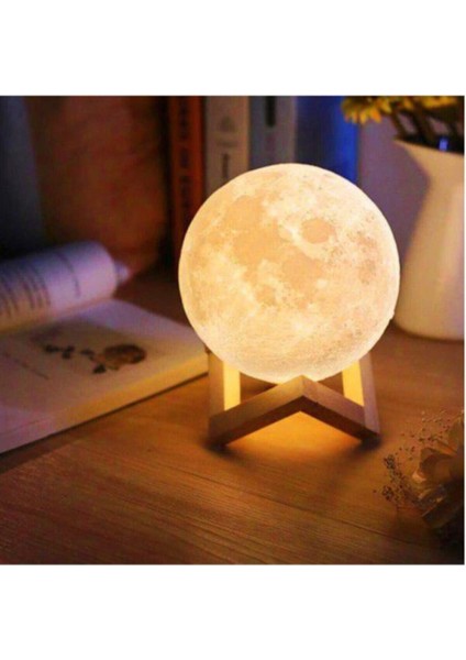 3D Ay Görünümlü Gece Lambası ve Stand, 15 Cm, Dekoratif ve Şık Tasarım fiyatları