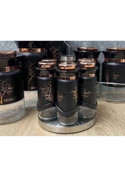 7 Parça Hayat Ağacı Şık Baharatlık Takımı, Döner Standlı, Estetik ve Kullanışlı