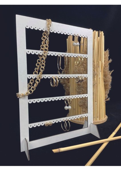 Beyaz Mdf Dikdörtgen Dekoratif Takı Ve Küpe Standı, Lazer Kesim Tasarım fiyatları