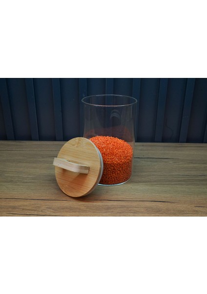 Şık 2'li Set Cam Saklama Kabı, Bambu Tutma, 1000 Ml, Beyaz Renk indirimleri