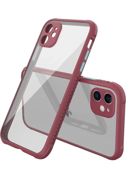 iPhone 12 Mini Kılıf Miami Şeffaf Silikon - Fuşya