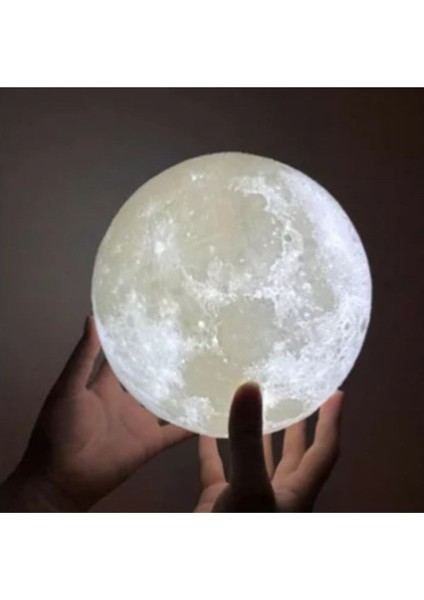 3D Ay Gece Lambası, Dekoratif Küre LED Başucu Işığı, Beyaz Renk