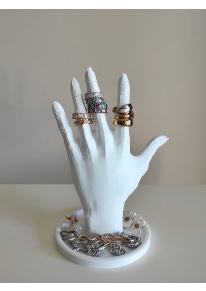 Beyaz Dekoratif Takı Ve Küpe Düzenleyici, Yüzük Tutacağı, Şık Organizer
