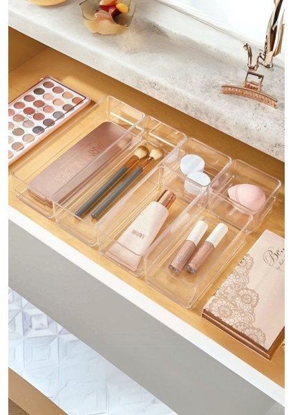 Ayarlanabilir Çekmece İçi Düzenleyici Seti 6 Parça Takı Ve Makyaj Organizeri