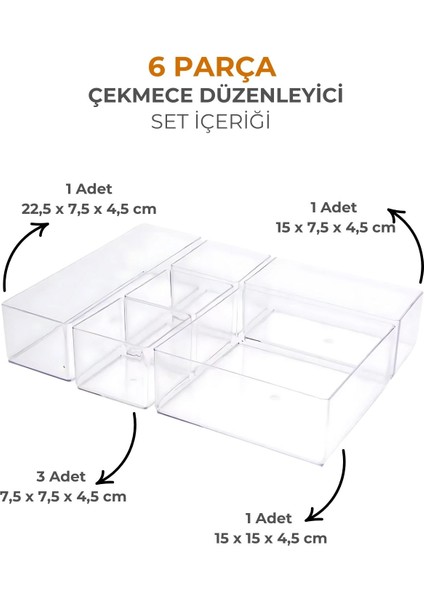 Ayarlanabilir Çekmece İçi Düzenleyici Seti 6 Parça Takı Ve Makyaj Organizeri fırsatları