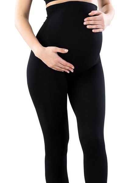 Bir Beden Küçük Gösteren Toparlayıcı Solmayan Siyah Fitilli Hamile Tayt modelleri