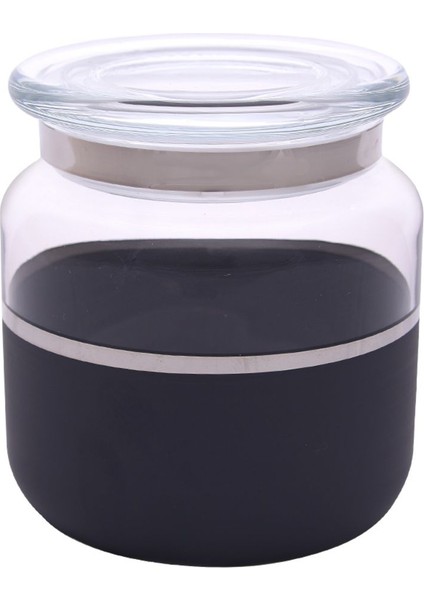 Şeffaf Kavanoz 10X10 cm Siyah Platin Tasarım