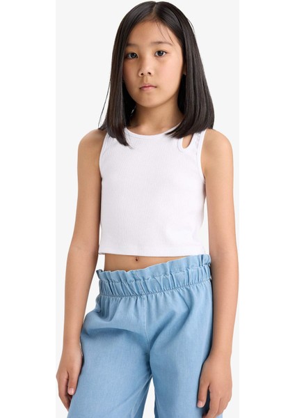 Kız Çocuk Bisiklet Yaka Crop Beyaz Atlet C4607A825HS modelleri