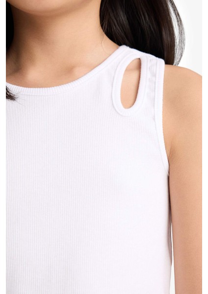 Kız Çocuk Bisiklet Yaka Crop Beyaz Atlet C4607A825HS indirimleri