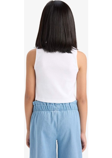 Kız Çocuk Bisiklet Yaka Crop Beyaz Atlet C4607A825HS