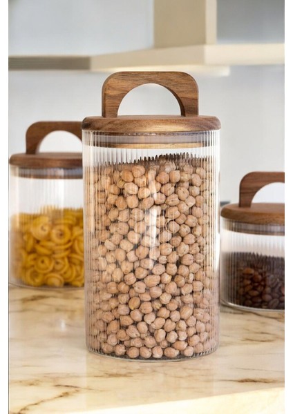 3'lü Akasya Kulplu Cam Kavanoz Seti, Kahverengi, Şık ve Kullanışlı Saklama Seti fiyatları