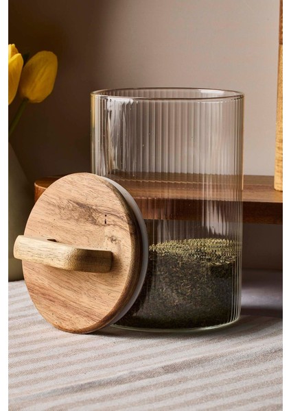 3'lü Akasya Kulplu Cam Kavanoz Seti, Kahverengi, Şık ve Kullanışlı Saklama Seti modelleri