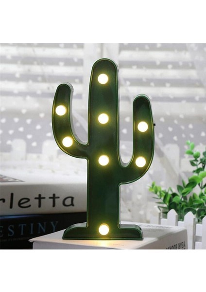 Yeşil Sevimli Kaktüs LED Işıklı Masa Gece Lambası, Şık ve Sıcak Atmosfer Yaratır