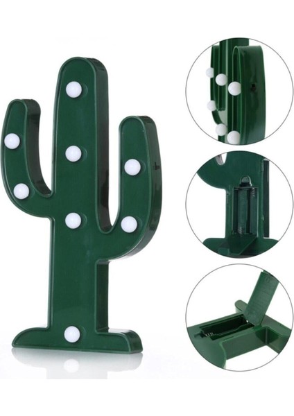 Yeşil Sevimli Kaktüs LED Işıklı Masa Gece Lambası, Şık ve Sıcak Atmosfer Yaratır