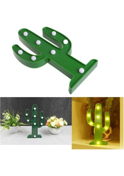 Yeşil Sevimli Kaktüs LED Işıklı Masa Gece Lambası, Şık ve Sıcak Atmosfer Yaratır