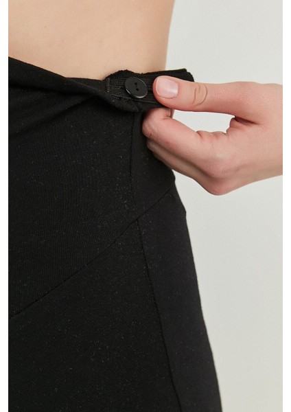 Kadın Siyah Ayarlanabilir Bel Organik Pamuklu Likralı Kapri Hamile Tayt modelleri