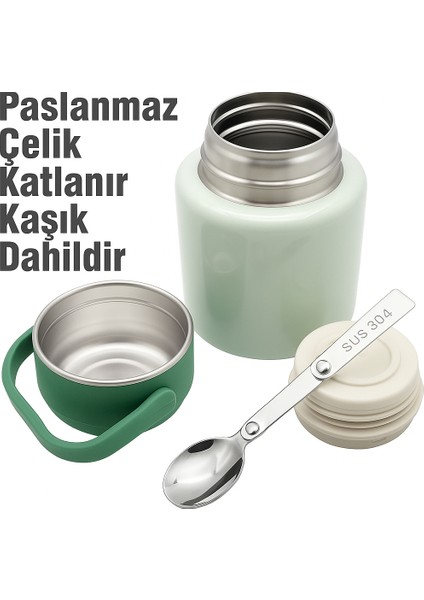 Çelik Mama Termosu Sıcak Veya Soğuk Yiyecekler Için Öğle Yemeği Termosu 500 ml