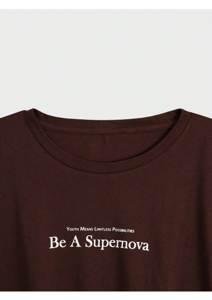 Erkek Kahverengi Bisiklet Yaka Be A Supernova Baskılı T-Shirt fiyatları