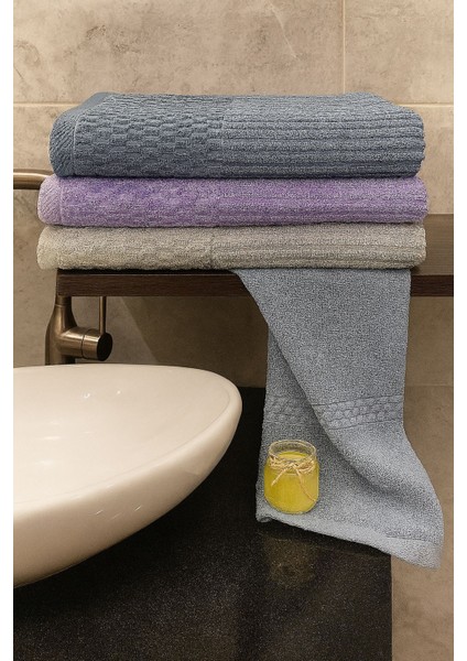 Grid 3’lü Banyo Havlu Seti – 100X150 cm %100 Pamuk, Yumuşak Dokulu, Örgü Desen.