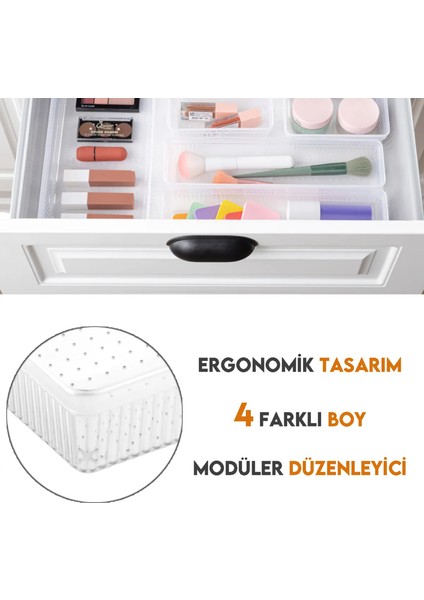 23'lü Çekmece Içi Çok Amaçlı Organizer -Kozmetik Takı Makyaj Organizeri Dolap Içi Düzenleyici Şeffaf modelleri