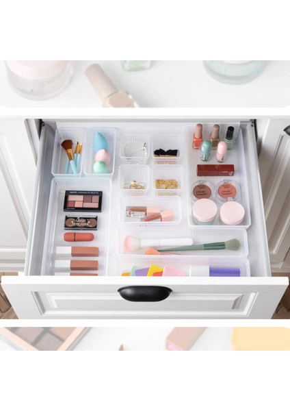 23'lü Çekmece Içi Çok Amaçlı Organizer -Kozmetik Takı Makyaj Organizeri Dolap Içi Düzenleyici Şeffaf fırsatları