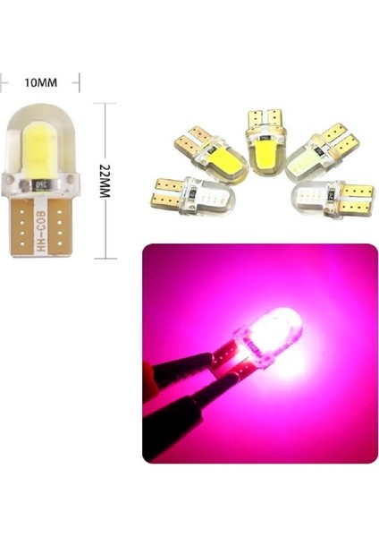 ( 5 x Adet ) 1 Set LED T10 Dipsiz Ampul 12V Sılıcon Canbus Smd LED Silika Pınk (Dipsiz Ampul Silikon LED Pembe)