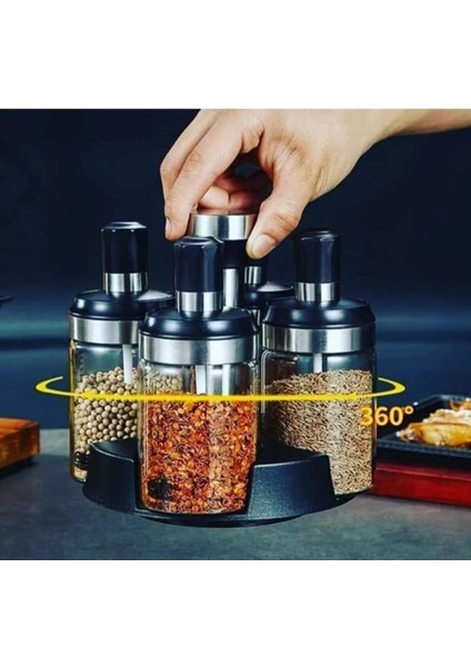 360 Derece Döner 4'lü Kendinden Kaşıklı Baharatlık Seti 250 ml fiyatları