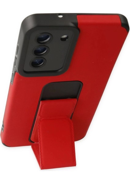 Samsung Galaxy S21 Fe Kılıf Mega Standlı Silikon - Kırmızı modelleri