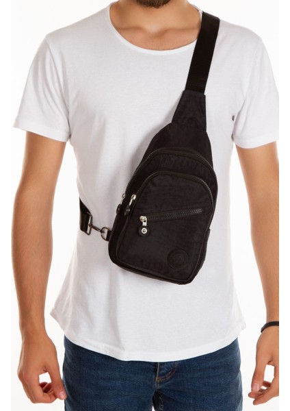 Unisex Siyah Su Geçirmez Bel ve Omuz Çantası Günlük Spor Bodybag
