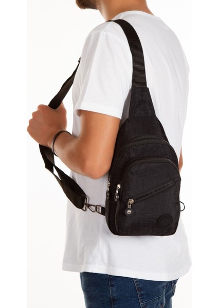 Unisex Siyah Su Geçirmez Bel ve Omuz Çantası Günlük Spor Bodybag