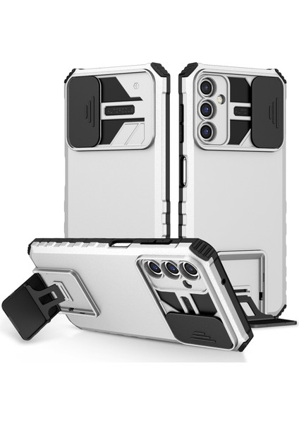 Samsung Galaxy A14 Için 5g Kickstand Telefon Kasası Slayt Kamera Koruması Pc+Tpu Kapak-Beyaz (Yurt Dışından)