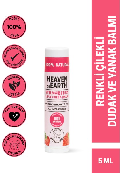 %100 Doğal Strawberry Lip & Cheek Balm Nemlendirici Besleyici Renkli ve Çilekli Dudak ve Yanak Balmı