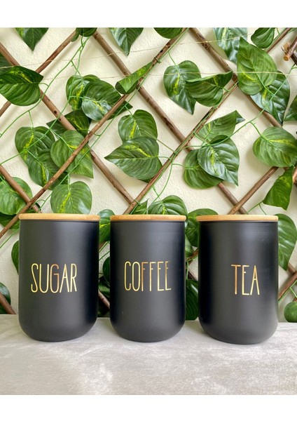 3'lü Bambu Kapaklı Hasır Kavanoz Seti, Çay, Kahve ve Şeker Için Şık Saklama Çözümü