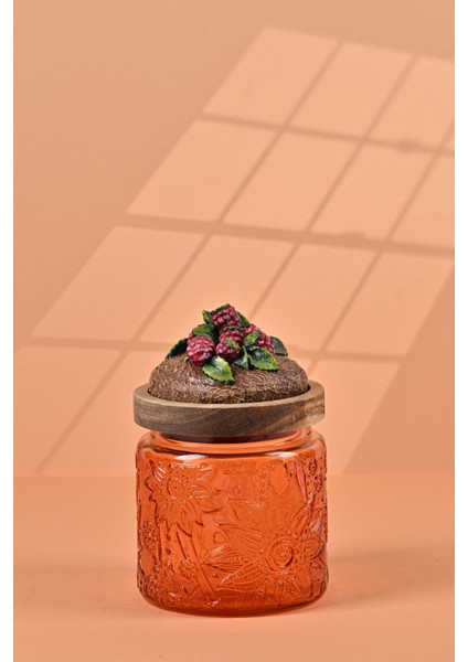 Renkli Tasarım Kavanoz, 500 Ml, Böğürtlen Desenli, Şık ve Fonksiyonel