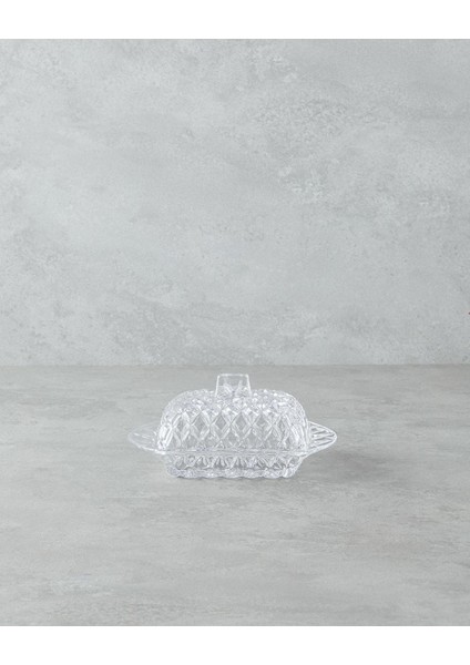 Şeffaf Cam Tereyağlık, 17,5X11X10 Cm, Şık ve Kullanışlı.