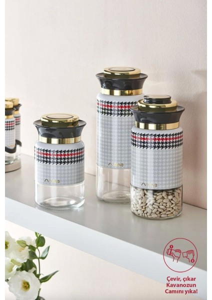 3'lü Cam Kavanoz Seti, Şık ve Kullanışlı, Renkli Set