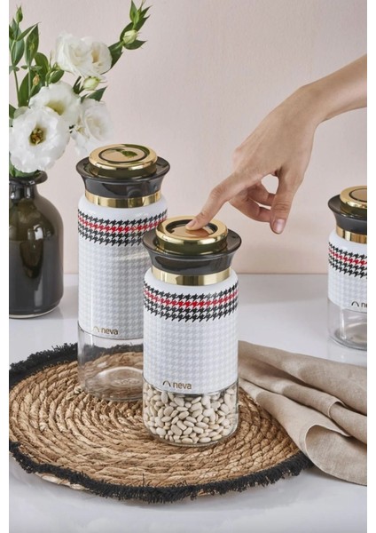 3'lü Cam Kavanoz Seti, Şık ve Kullanışlı, Renkli Set modelleri