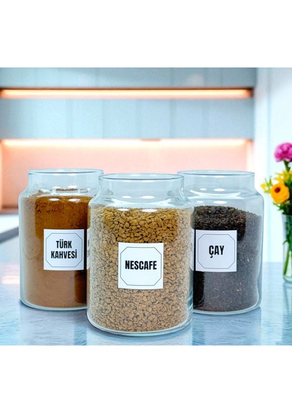 3'lü Ahşap Top Kapaklı Cam Saklama Kavanozu Seti 800 Ml, Etiketli, Renkli indirimleri
