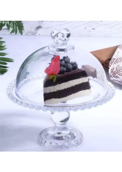 Turuncu Cam Kapaklı Ayaklı Pasta Fanusu, Şık ve Kullanışlı Tasarım