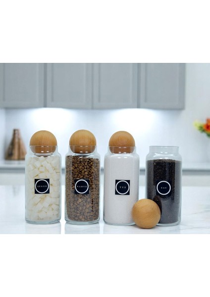4'lü Renkli Cam Saklama Kavanozu Seti, 1400 Ml, Top Kapaklı, Etiket Hediyeli fırsatları