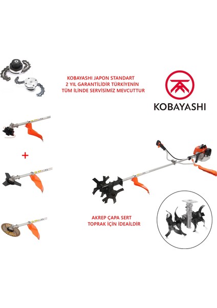 Yan Tırpan Çapa Makinesi 5,7 Hp 63CC 2 Yıl Garantili