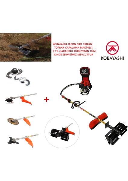 Sırt Tırpan Çapa Makinesi 5,7 Hp 63CC Palet Çapa +Çim Biçme Aparatları