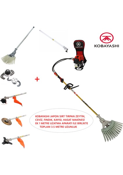 Fındık, Ceviz, Zeytin, Kayısı, Hasat Makinesi 5,7 Hp 63CC Toplam 3.5 Metre Uzunluk