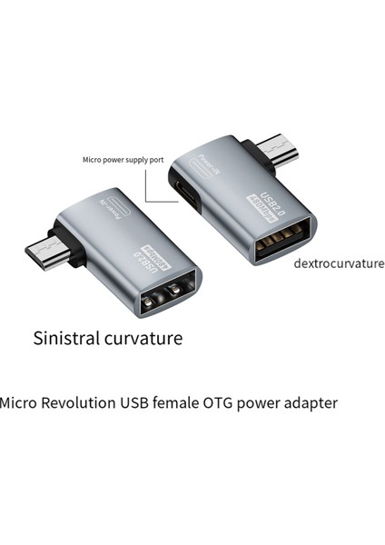 4K Otg Kablo Adaptörü Güç Sağlayan Açı Tasarımlı Mikro Usb'den Usb'ye. Tablet, Tv Için Uygun (Sol) (Yurt Dışından) fiyatları