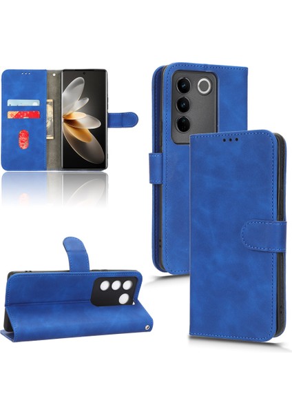 V27/V27 Pro Için Creative Manyetik Premium Pu Deri Kapaklı Kılıf, Kart Yuvası ve El Kayışı Kılıfı (Yurt Dışından)