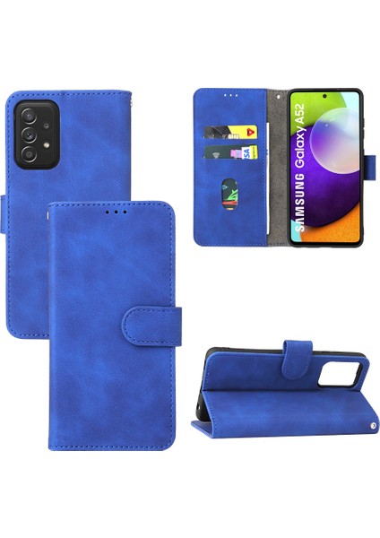 Galaxy A52S Için Creative Manyetik Premium Pu Deri Kapaklı Kılıf, Kart Yuvası ve El Kayışı Kılıfı (Yurt Dışından)
