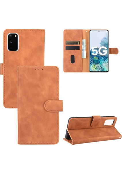 Galaxy S20 Için Creative Manyetik Premium Pu Deri Kapaklı Kılıf, Kart Yuvası ve El Kayışı Kılıfı (Yurt Dışından)