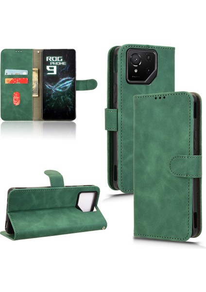 Rog Phone 9 Için Creative Manyetik Premium Pu Deri Kapaklı Kılıf, Kart Yuvası ve El Kayışı Kılıfı (Yurt Dışından)