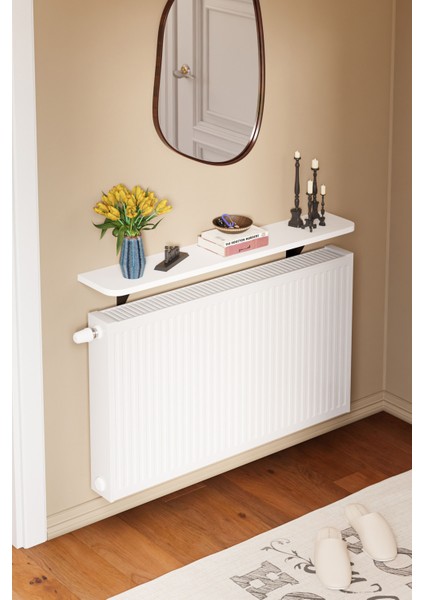 Ispır - Dresuar Montaj Gerektirmeyen 120X18 cm Mdf Oval Kesim Petek Üstü Uçan Raf Kitaplık fiyatları