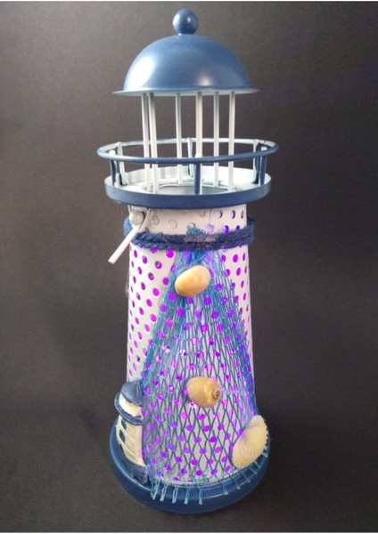 Metal LED Işıklı Deniz Feneri, Beyaz, Modern ve Şık Dekorasyon Parçası modelleri